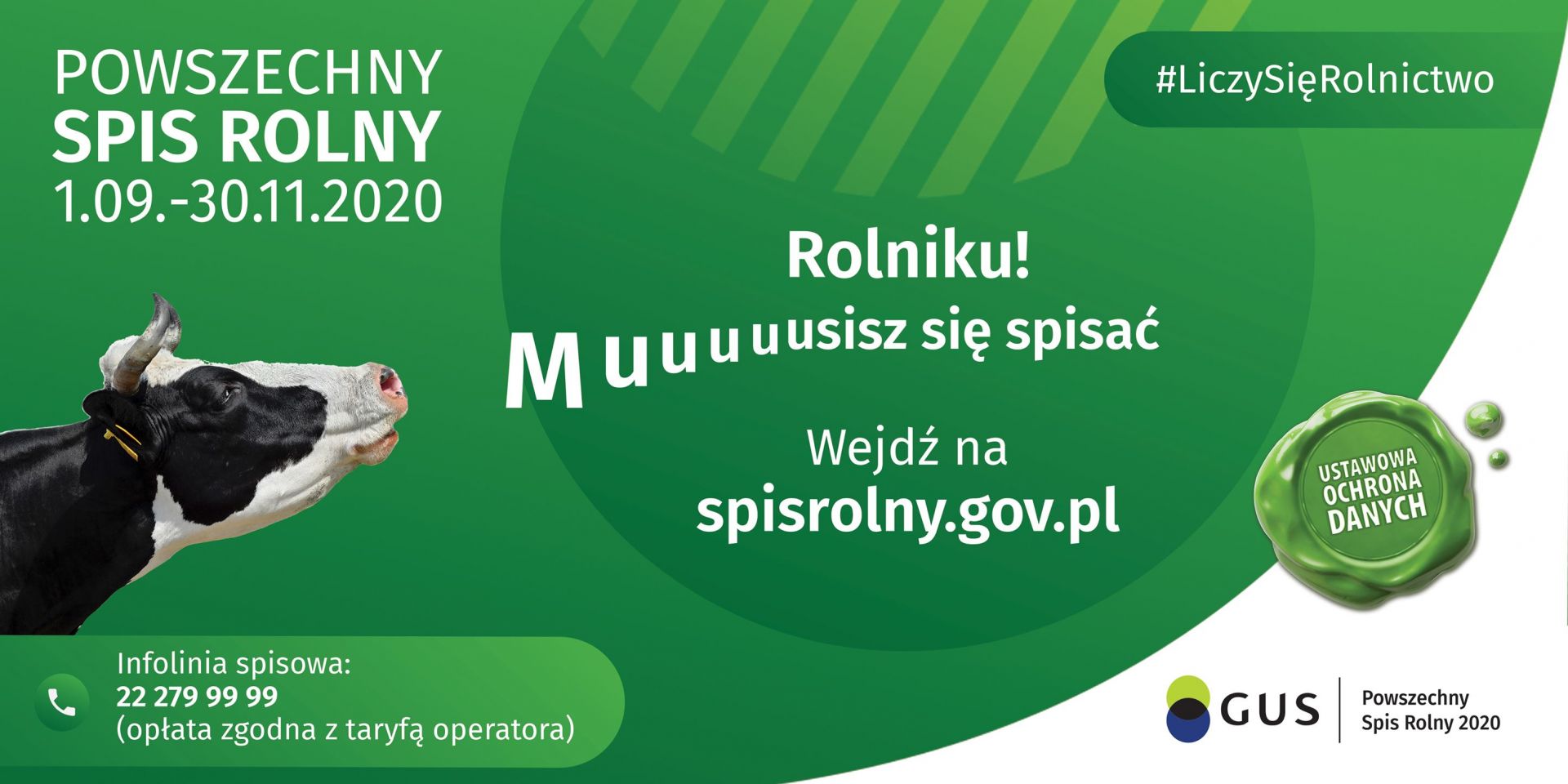 Plakat zawierający grafike poświęconą obowiązkowi powszechnego spisu rolnego